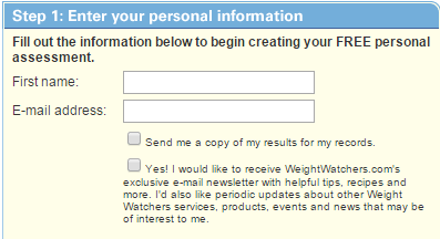 weight watchers personal assessment